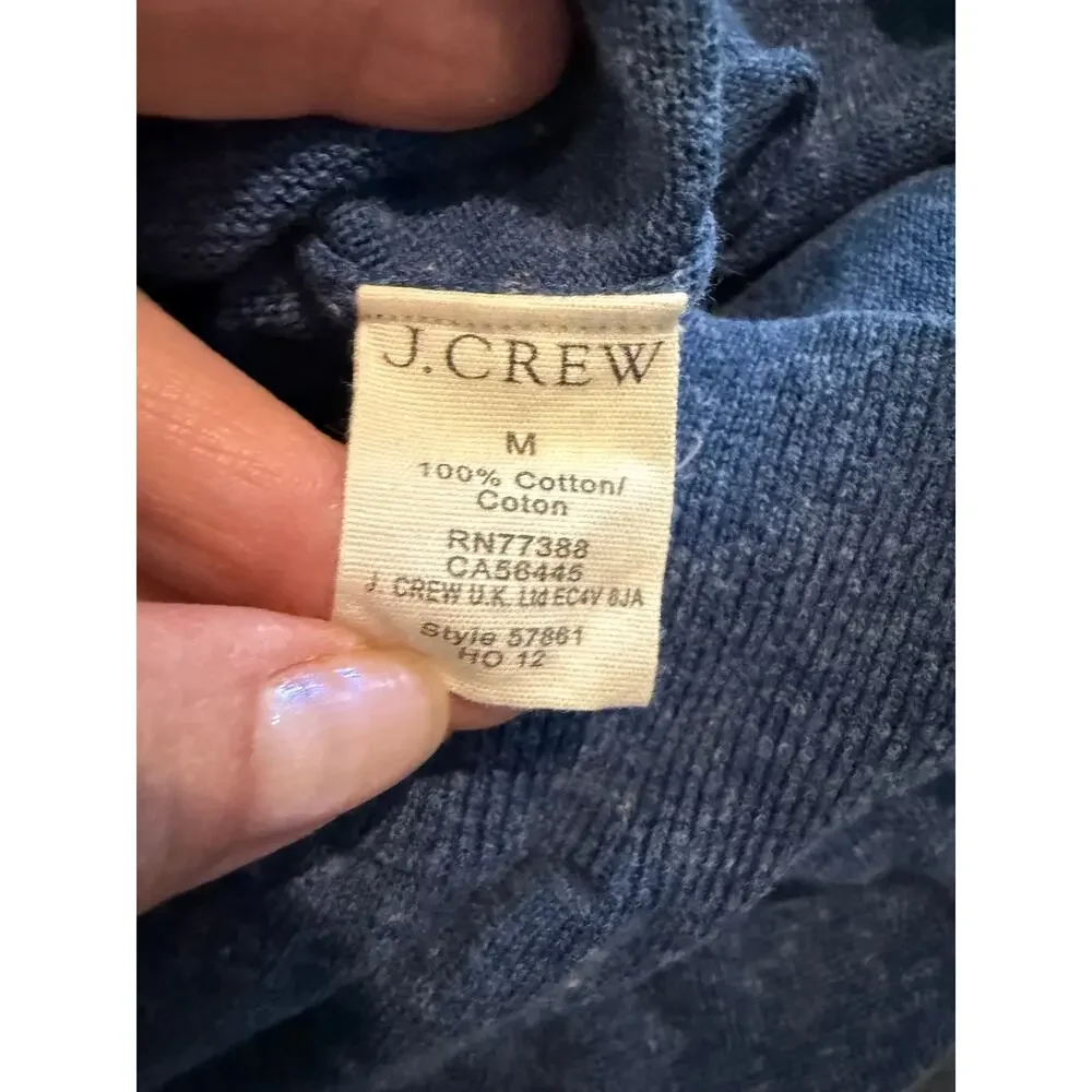 J Crew Lightweight Heathered Blue Cotton Crewneck Sweater M